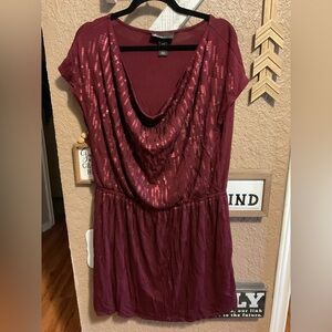 Lane Bryant Red Draped Short Sleeve Dress